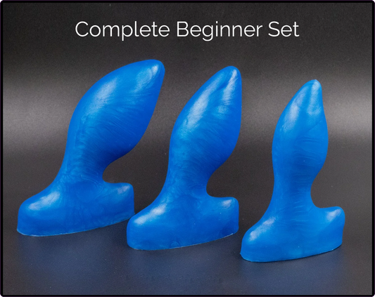 Complete Beginner Flicker Platinum Silicone Butt Plug Set (3 Items)