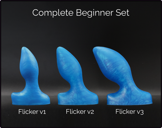 Complete Beginner Flicker Platinum Silicone Butt Plug Set (3 Items)