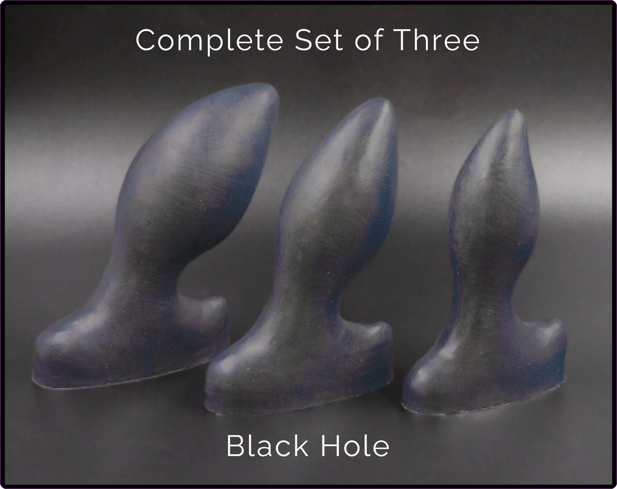 Complete Beginner Flicker Platinum Silicone Butt Plug Set (3 Items)