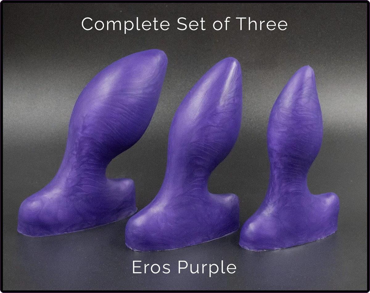 Complete Beginner Flicker Platinum Silicone Butt Plug Set (3 Items)